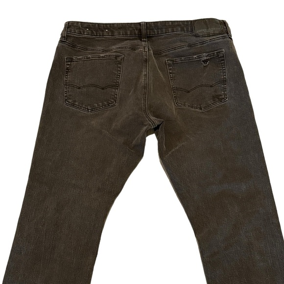 AMERICAN EAGLE Extreme Flex 4 Slim Jeans Black Ripped - Picture 5 of 8